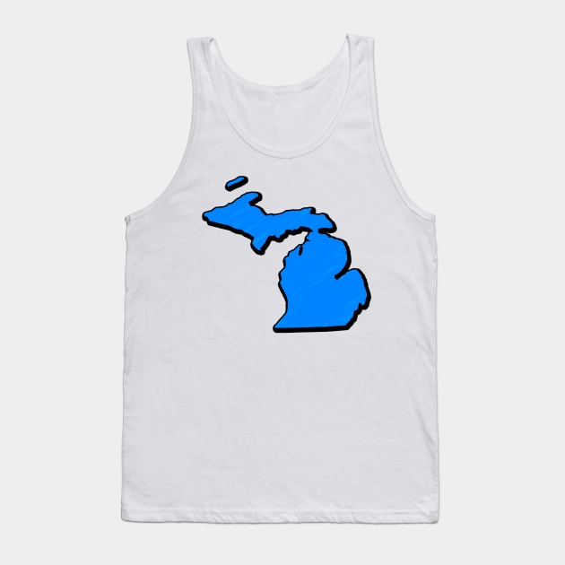 Bright Blue Michigan Outline Tank Top by Mookle